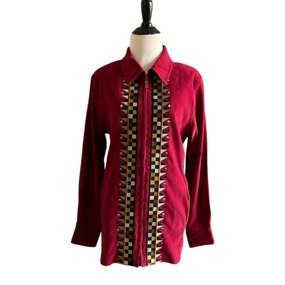 BOB MACKIE Aztec Embroidered Zipper Jacket🎄